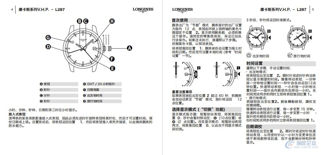 浪琴手表使用说明书-L287
