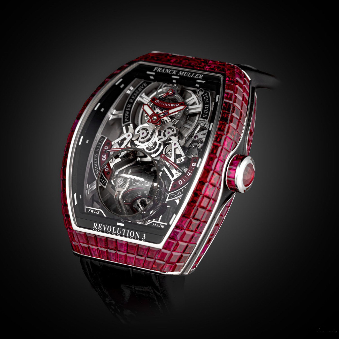 法穆兰推出Vanguard Revolution 3 Skeleton红宝石腕表